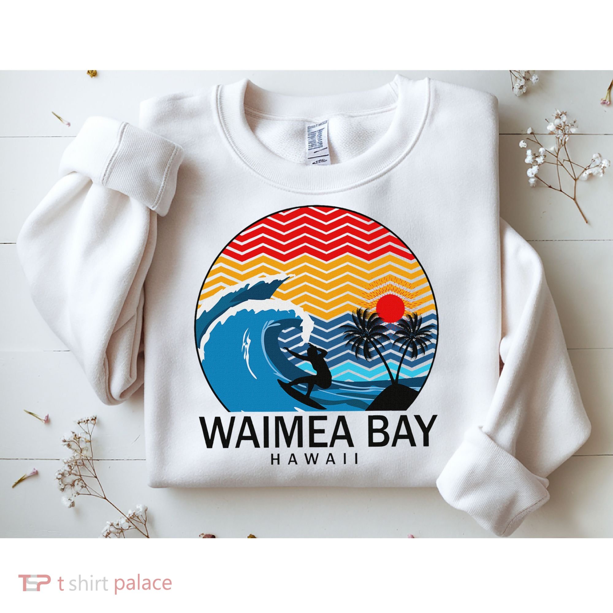 Waimea Bay Hawaii Surfboard Sweatshirt