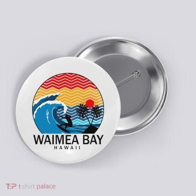 Waimea Bay Hawaii Surfboard Button