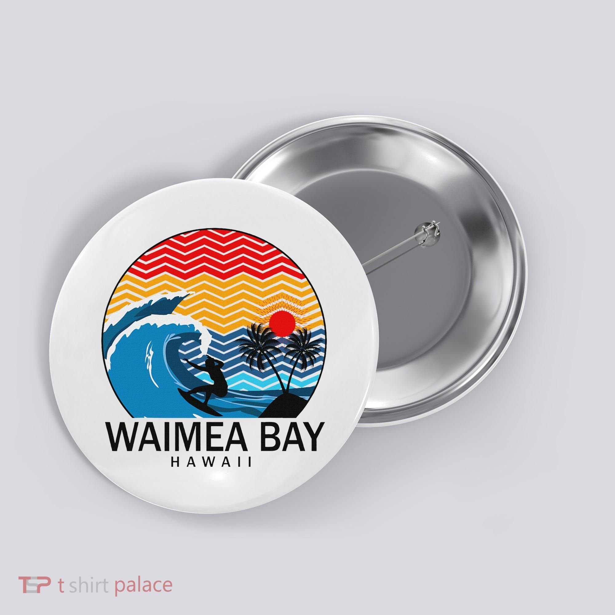 Waimea Bay Hawaii Surfboard Button
