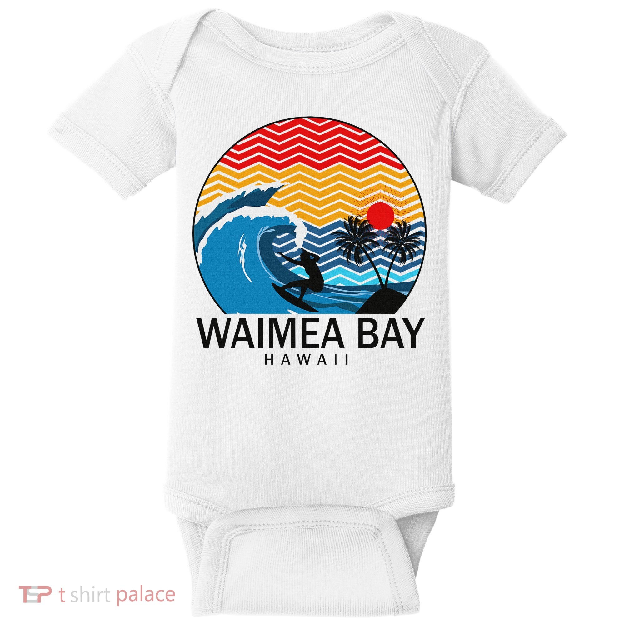 Waimea Bay Hawaii Surfboard Baby Bodysuit