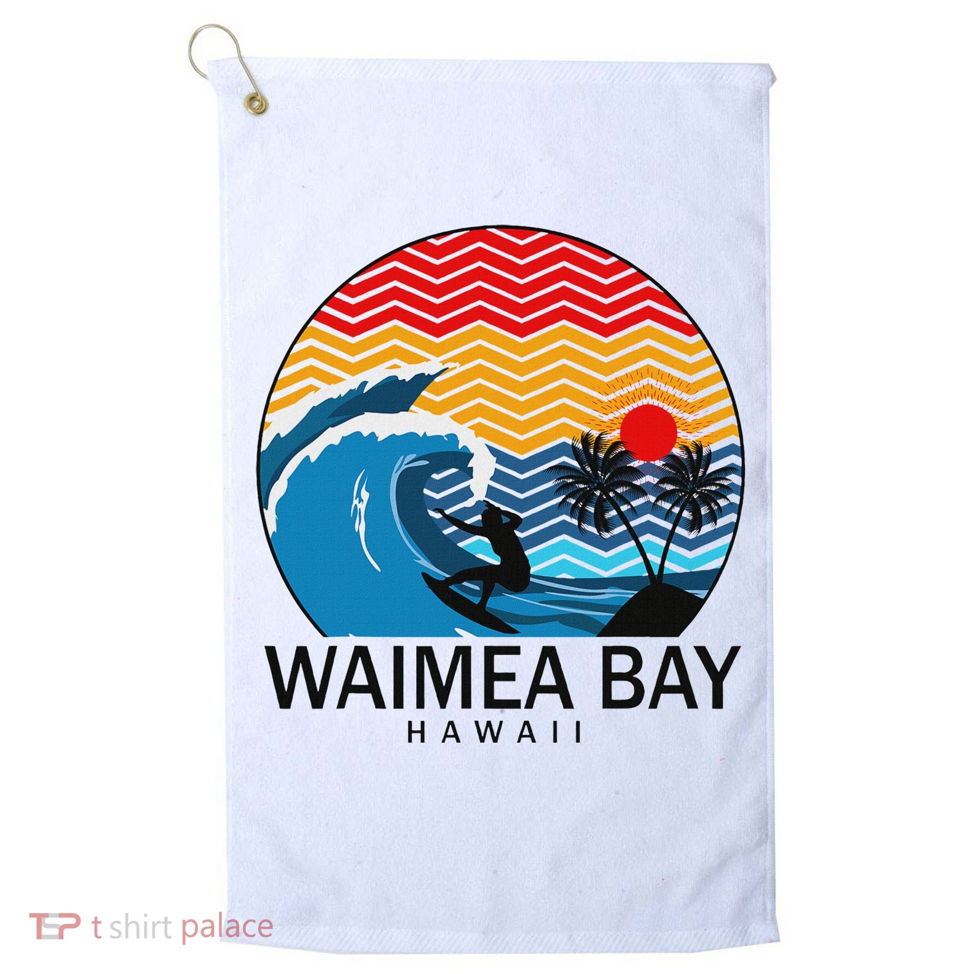 Waimea Bay Hawaii Surfboard Golf Towel