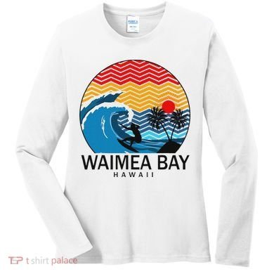 Waimea Bay Hawaii Surfboard Women's Long Sleeve Shirt