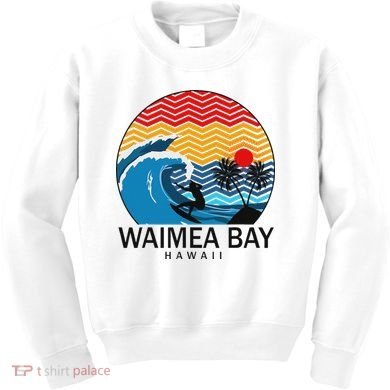 Waimea Bay Hawaii Surfboard Kids Sweatshirt