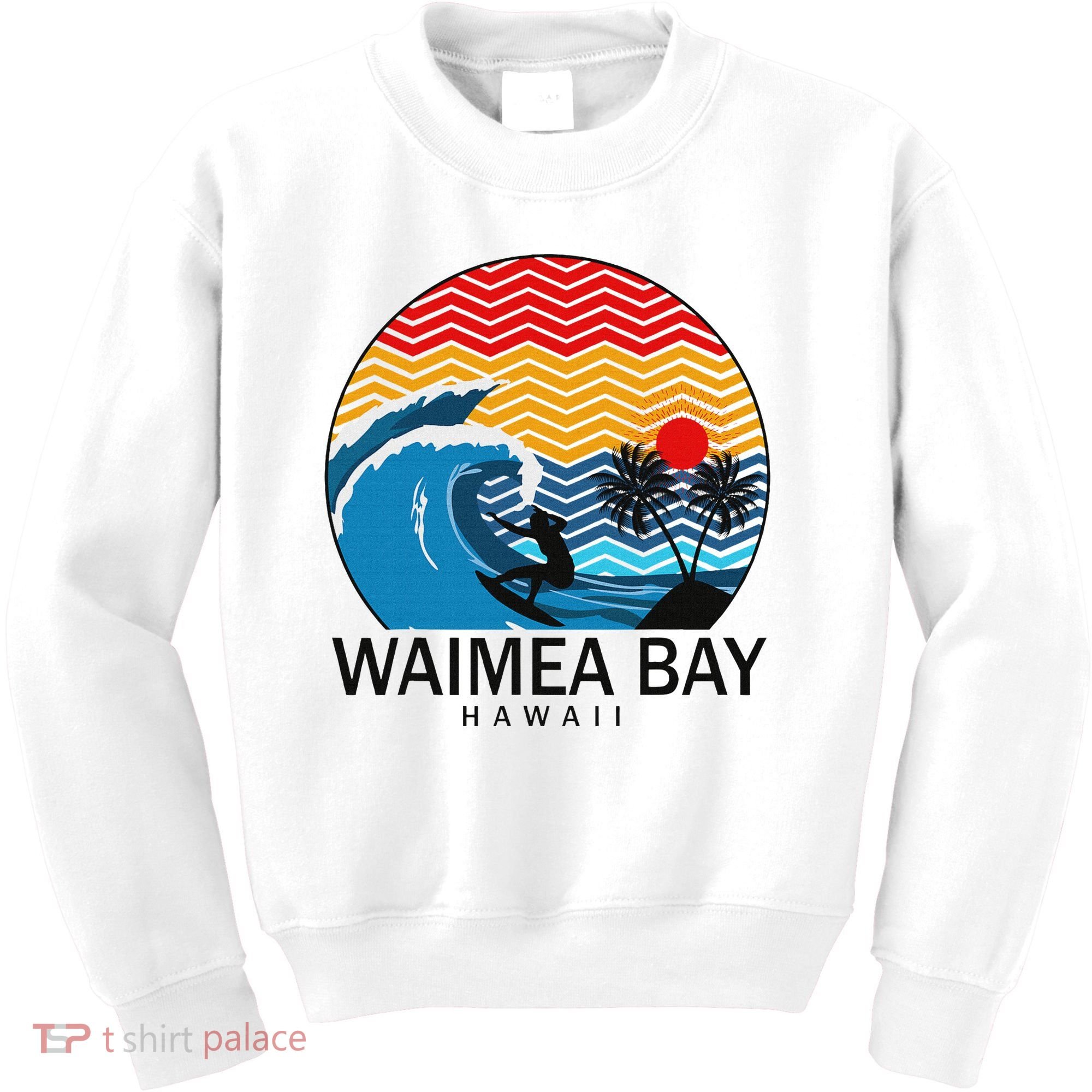Waimea Bay Hawaii Surfboard Kids Sweatshirt