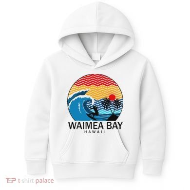 Waimea Bay Hawaii Surfboard Kids Hoodie