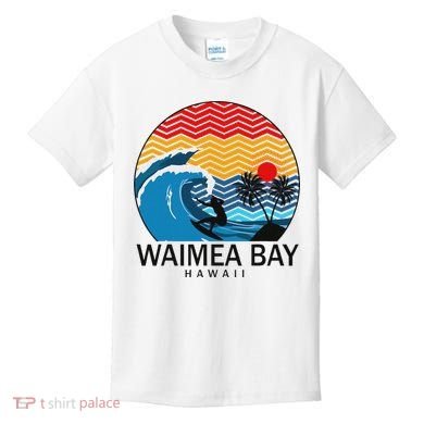 Waimea Bay Hawaii Surfboard Kids T-Shirt