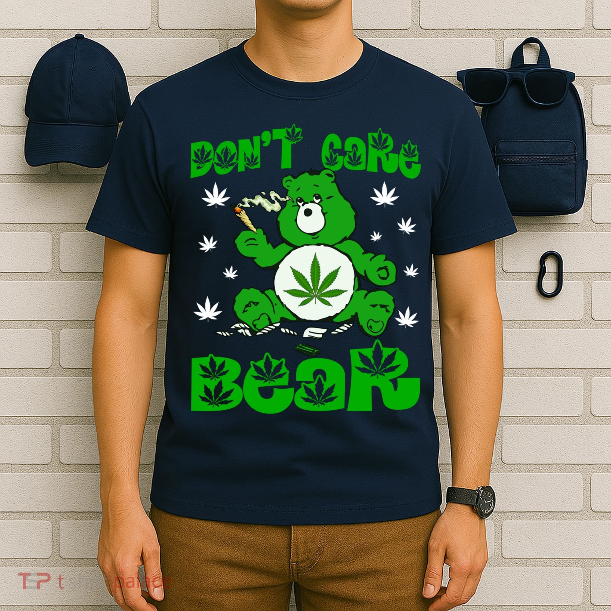 Weed Bear Herb Bear Don't Care Funny Bear Marijuana Cannabis T-Shirt