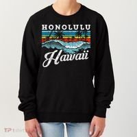 Waves Beach Honolulu Hawaiian Summer Surfing Retro Hawaii Women's Sweatshirt thumb 0