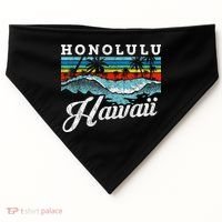 Waves Beach Honolulu Hawaiian Summer Surfing Retro Hawaii USA-Made Doggie Bandana thumb 0