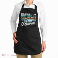 Waves Beach Honolulu Hawaiian Summer Surfing Retro Hawaii Apron thumb 2