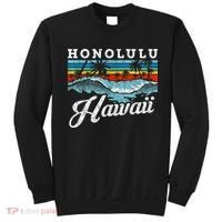 Waves Beach Honolulu Hawaiian Summer Surfing Retro Hawaii Sweatshirt thumb 0