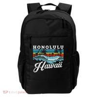 Waves Beach Honolulu Hawaiian Summer Surfing Retro Hawaii Backpack thumb 0
