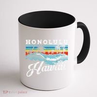 Waves Beach Honolulu Hawaiian Summer Surfing Retro Hawaii Coffee Mug thumb 1