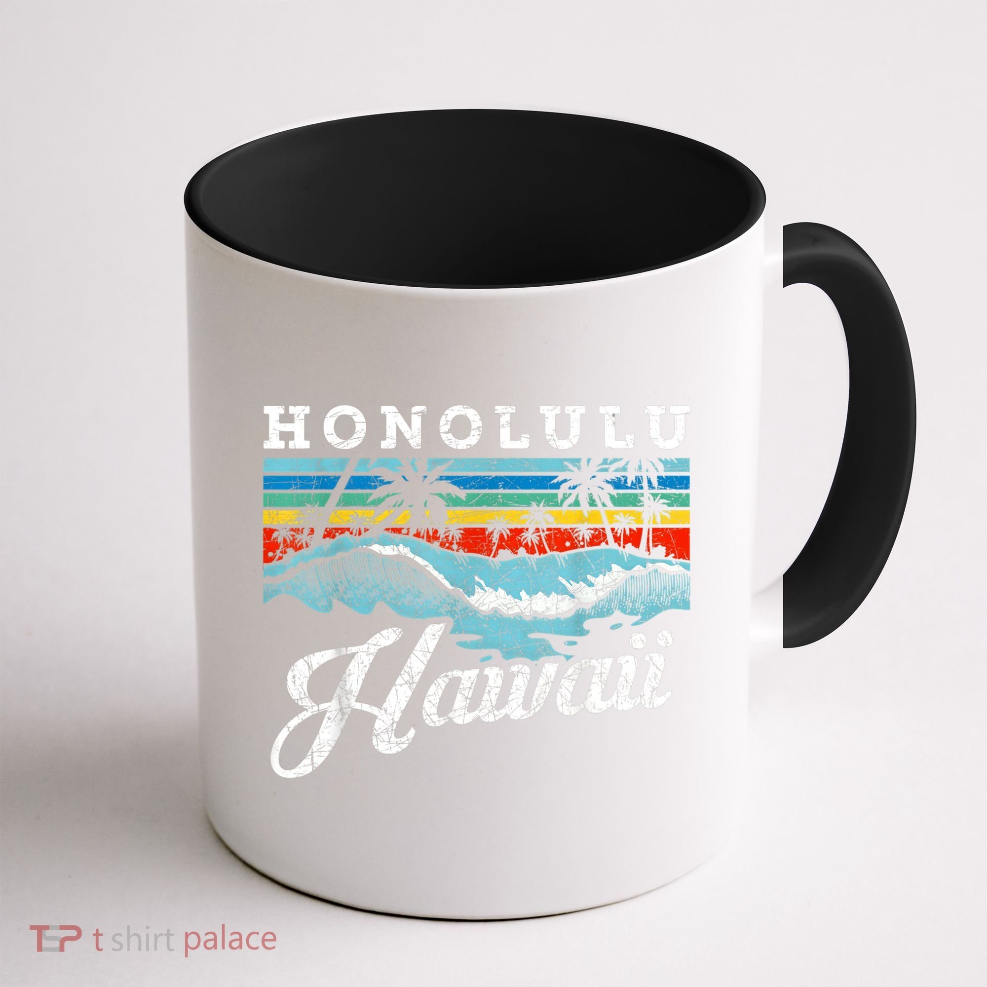 Waves Beach Honolulu Hawaiian Summer Surfing Retro Hawaii Coffee Mug