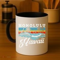 Waves Beach Honolulu Hawaiian Summer Surfing Retro Hawaii Coffee Mug thumb 4