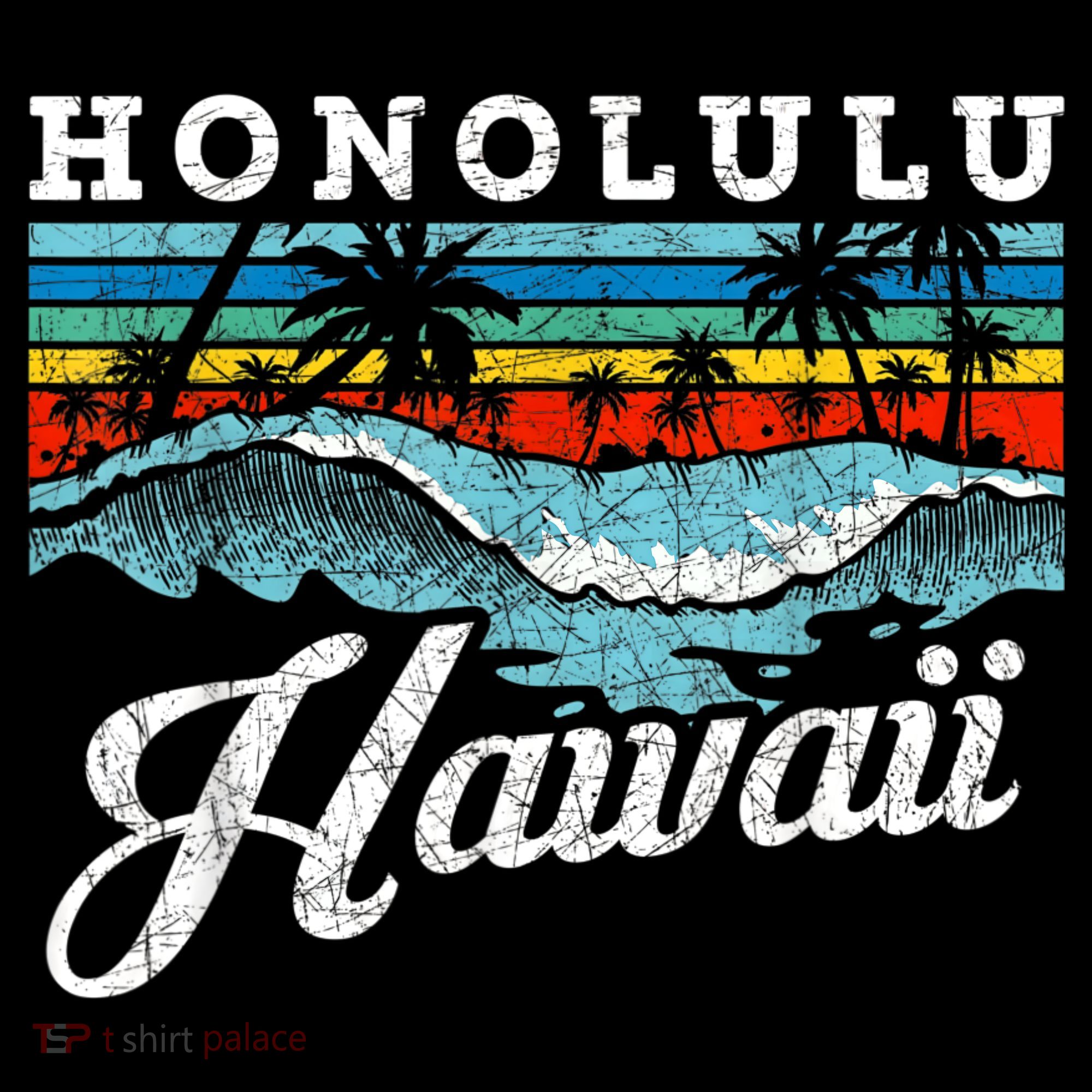 Waves Beach Honolulu Hawaiian Summer Surfing Retro Hawaii Coffee Mug