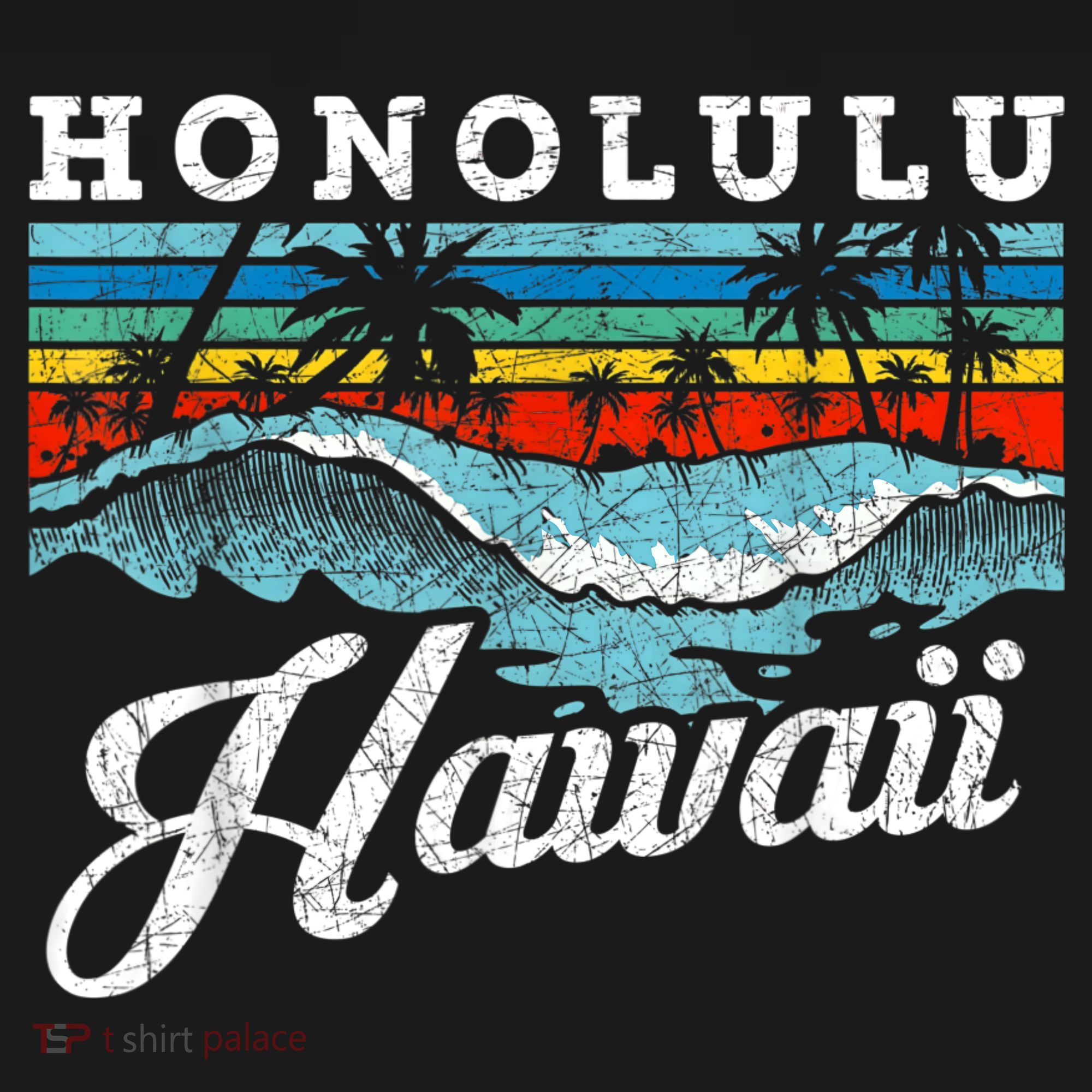 Waves Beach Honolulu Hawaiian Summer Surfing Retro Hawaii Women's Hoodie