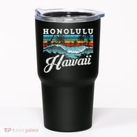 Waves Beach Honolulu Hawaiian Summer Surfing Retro Hawaii Tumbler thumb 0