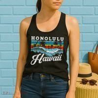 Waves Beach Honolulu Hawaiian Summer Surfing Retro Hawaii Women's Tank Top thumb 2