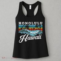 Waves Beach Honolulu Hawaiian Summer Surfing Retro Hawaii Women's Tank Top thumb 3