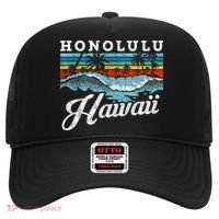 Waves Beach Honolulu Hawaiian Summer Surfing Retro Hawaii Hat thumb 0