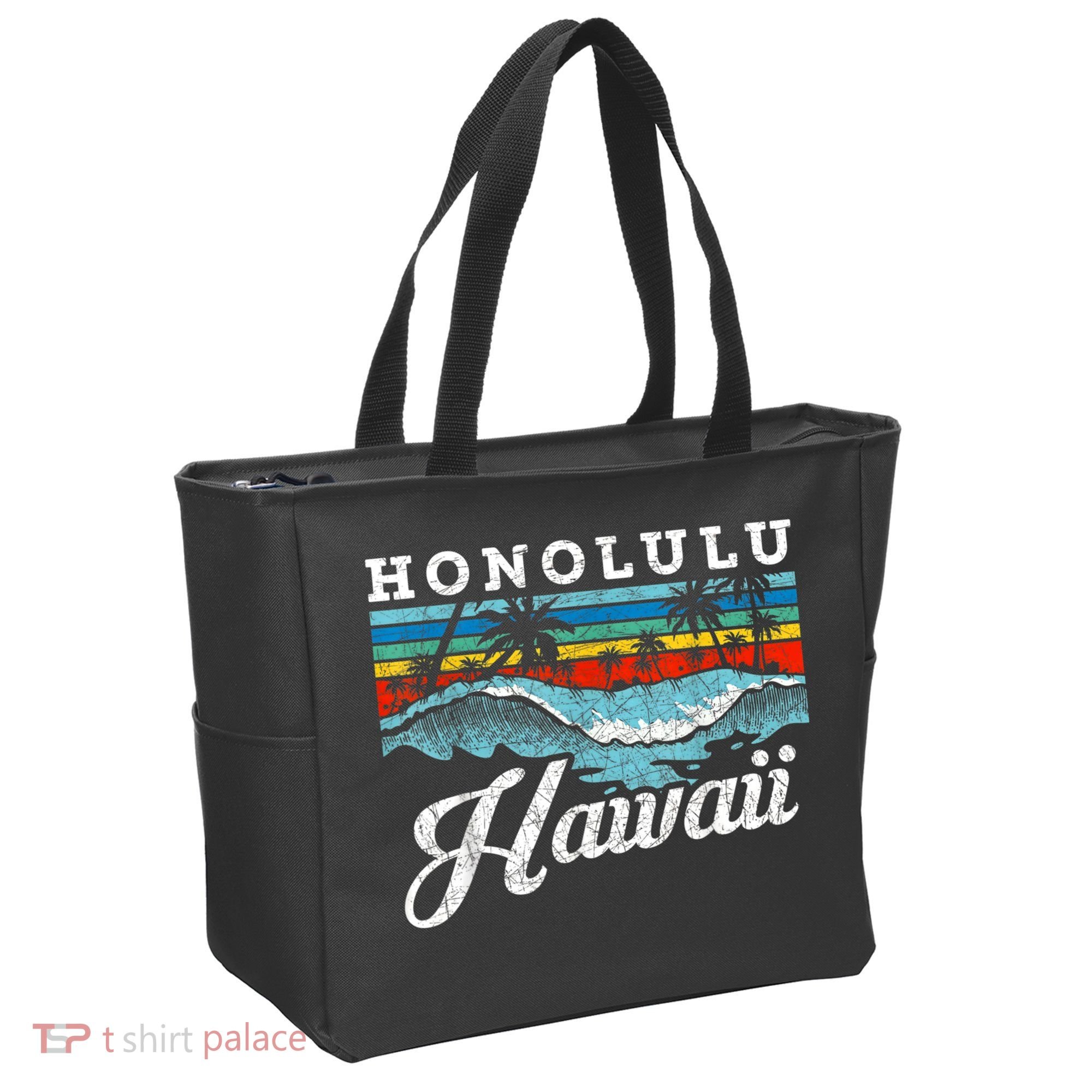 Waves Beach Honolulu Hawaiian Summer Surfing Retro Hawaii Tote Bag
