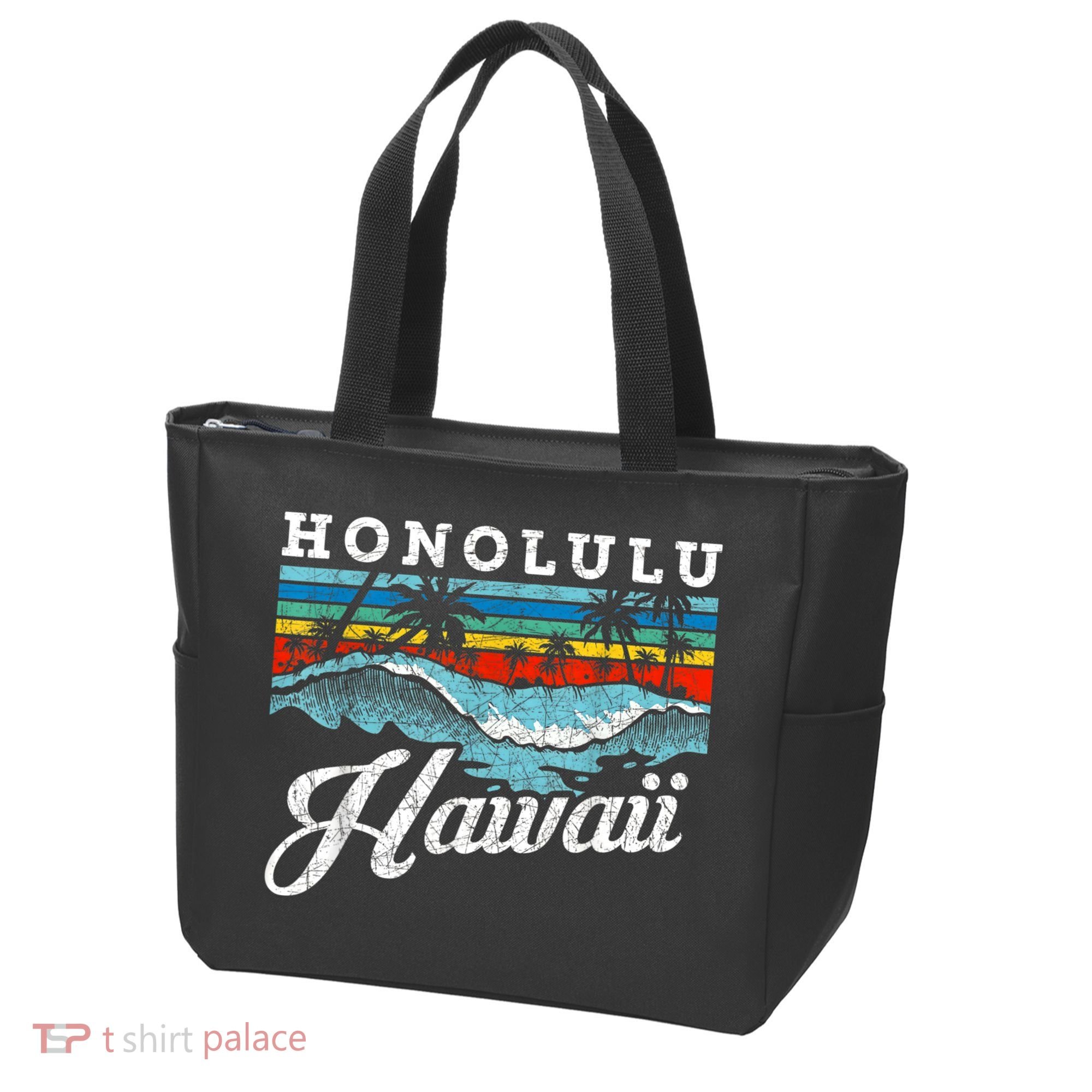 Waves Beach Honolulu Hawaiian Summer Surfing Retro Hawaii Tote Bag