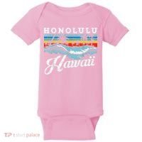 Waves Beach Honolulu Hawaiian Summer Surfing Retro Hawaii Baby Bodysuit thumb 0
