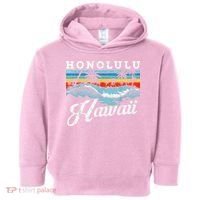 Waves Beach Honolulu Hawaiian Summer Surfing Retro Hawaii Toddler Hoodie thumb 0