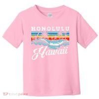 Waves Beach Honolulu Hawaiian Summer Surfing Retro Hawaii Toddler T-Shirt thumb 0