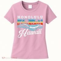 Waves Beach Honolulu Hawaiian Summer Surfing Retro Hawaii Women's T-Shirt thumb 0