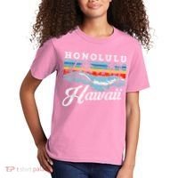 Waves Beach Honolulu Hawaiian Summer Surfing Retro Hawaii Kids T-Shirt thumb 2