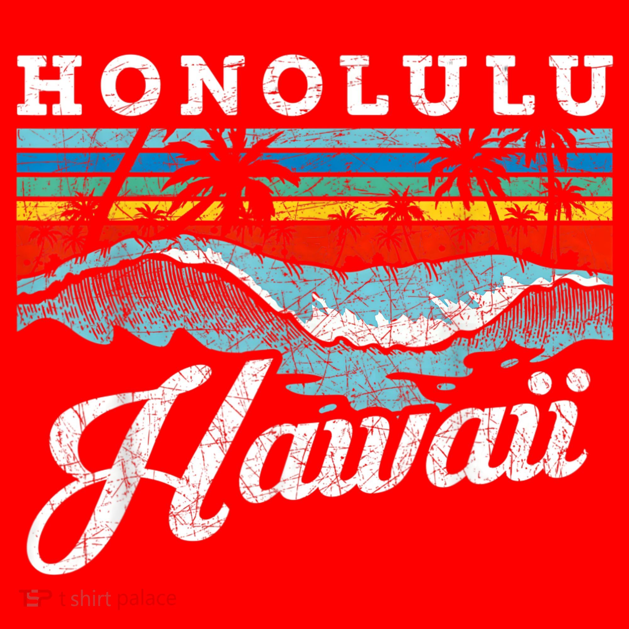 Waves Beach Honolulu Hawaiian Summer Surfing Retro Hawaii Santa Hat
