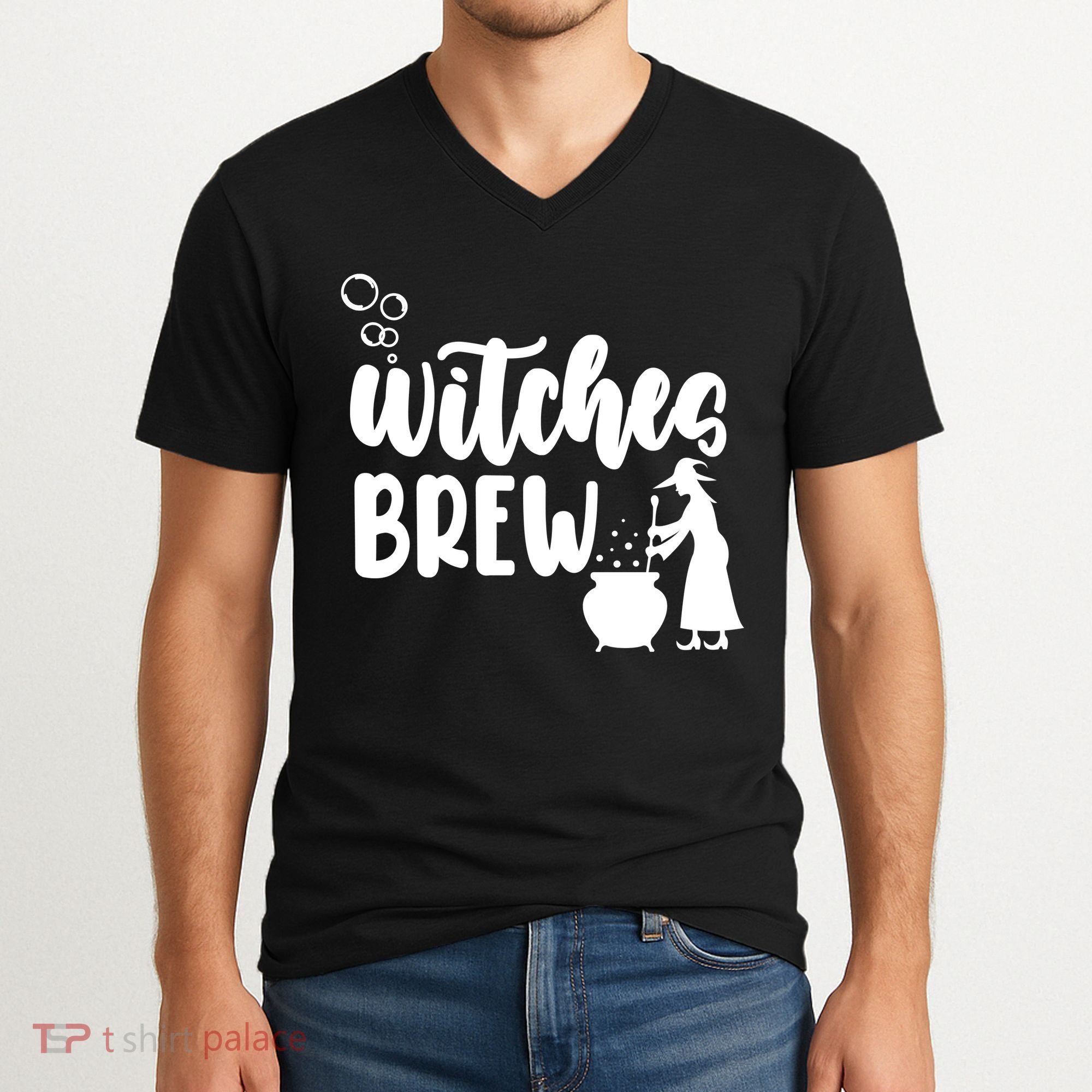 Witches Brew Halloween Witch V-Neck T-Shirt