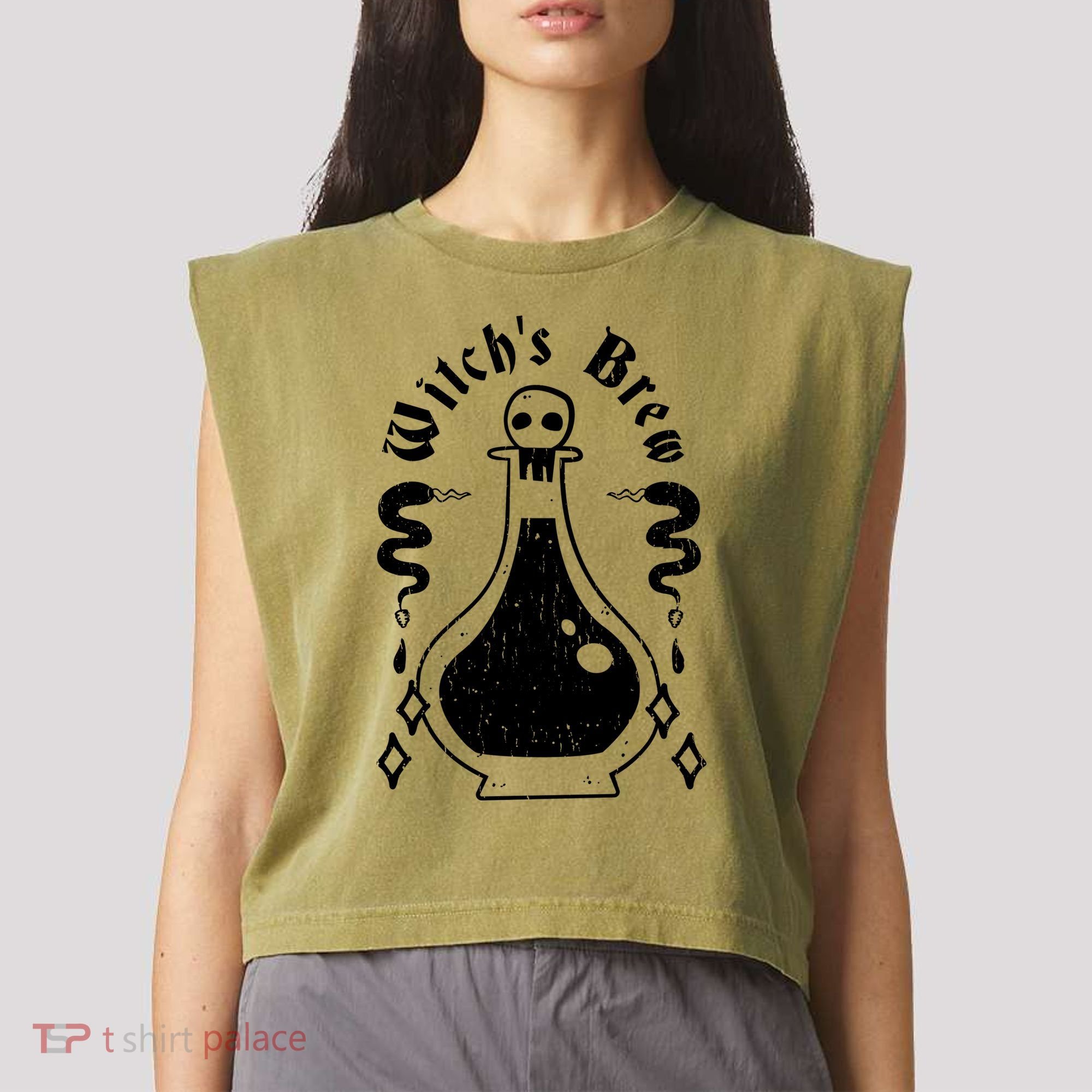 Witch's Brew Halloween Garment-Dyed Women's Muscle Tee