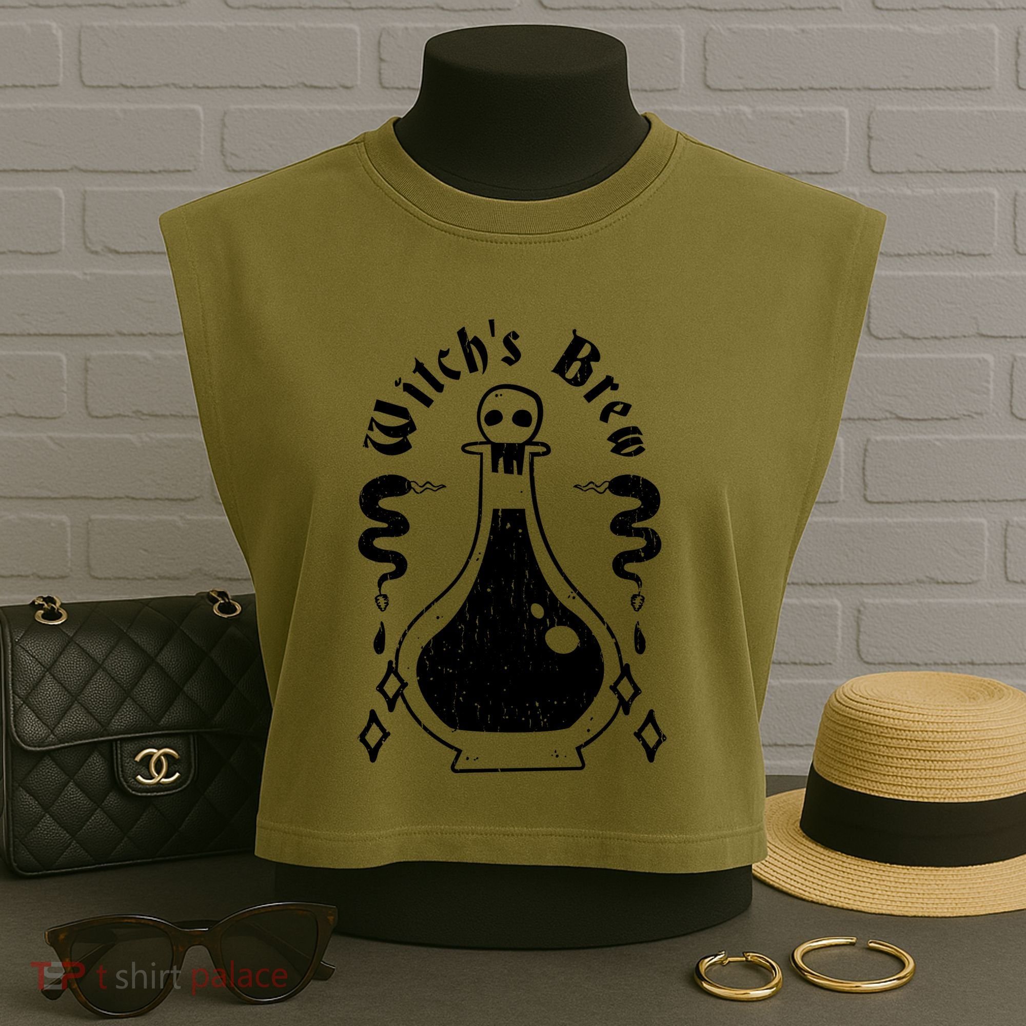 Witch's Brew Halloween Garment-Dyed Women's Muscle Tee