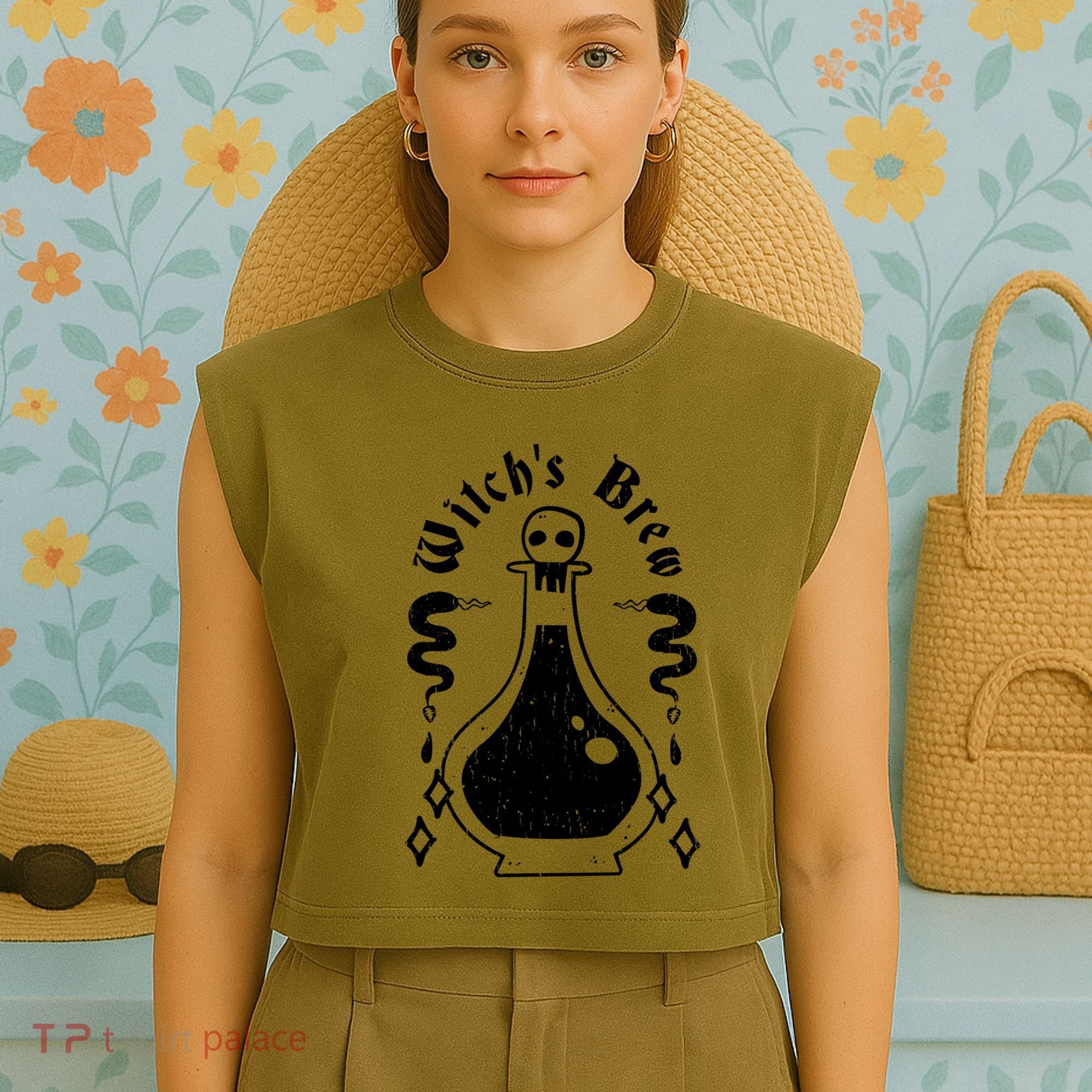 Witch's Brew Halloween Garment-Dyed Women's Muscle Tee