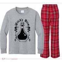 Witch's Brew Halloween Kids Long Sleeve Plaid Pajama Set thumb 0