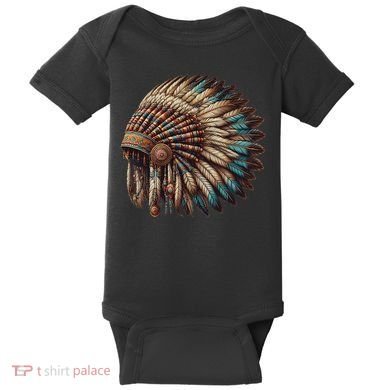 War Bonnet Indian Native American Chief Baby Bodysuit