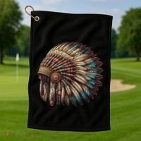 War Bonnet Indian Native American Chief Golf Towel thumb 1