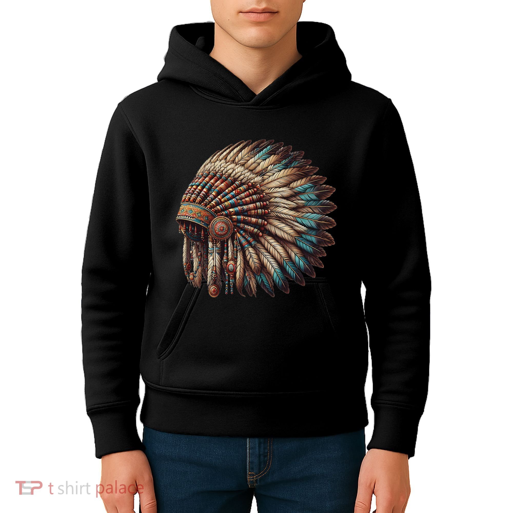 War Bonnet Indian Native American Chief Kids Hoodie