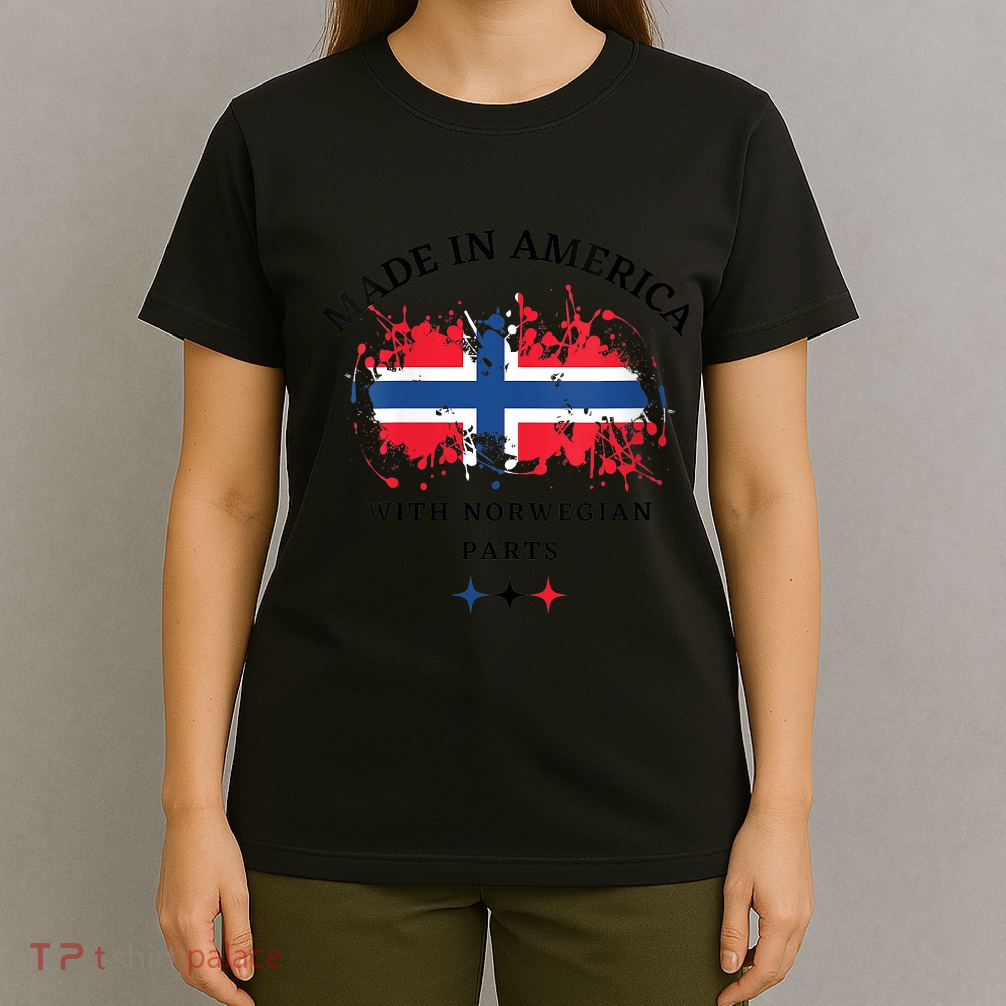 Wo Born In America With Norwegian Parts Norway And USA Cool VNeck T-Shirt