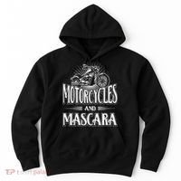 Womens Biker Lifestyle Quotes Motorcycles And Mascara Hoodie thumb 0