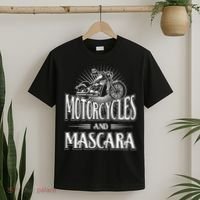 Womens Biker Lifestyle Quotes Motorcycles And Mascara T-Shirt thumb 2
