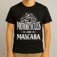 Womens Biker Lifestyle Quotes Motorcycles And Mascara T-Shirt thumb 3