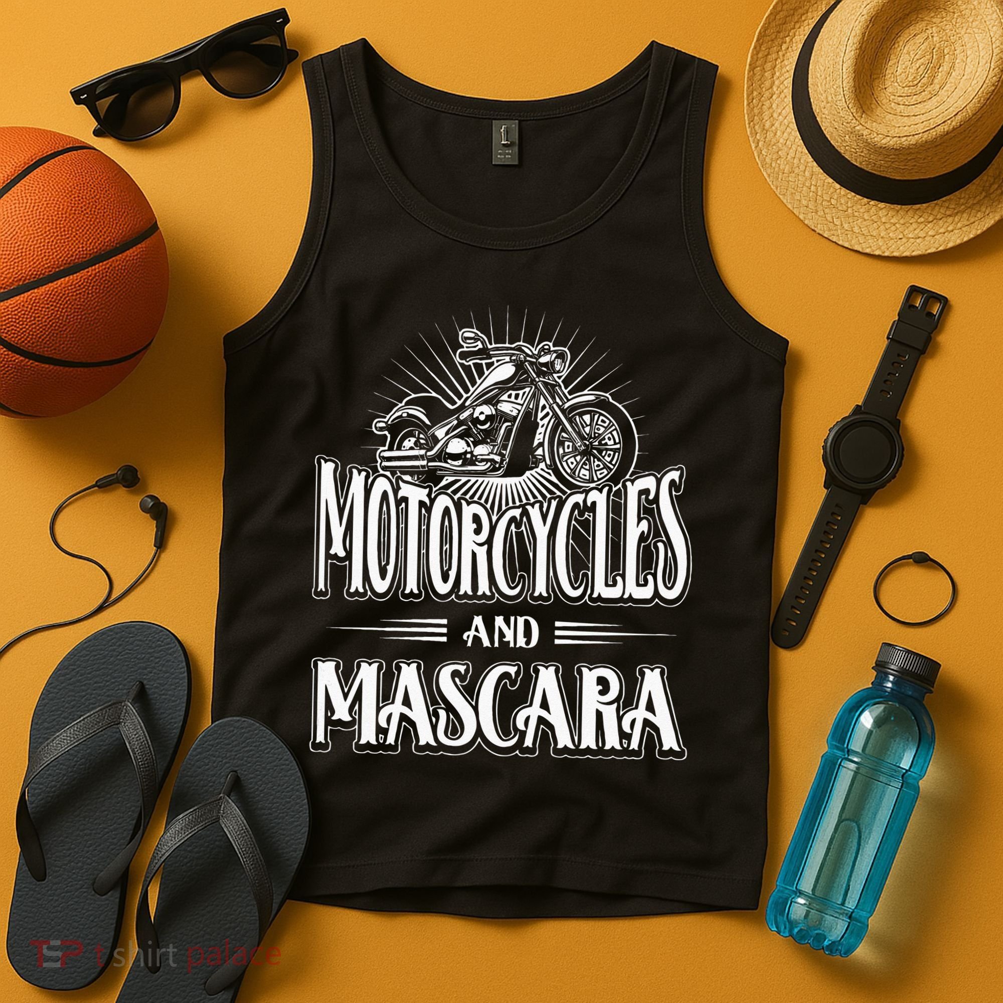 Womens Biker Lifestyle Quotes Motorcycles And Mascara Tank Top