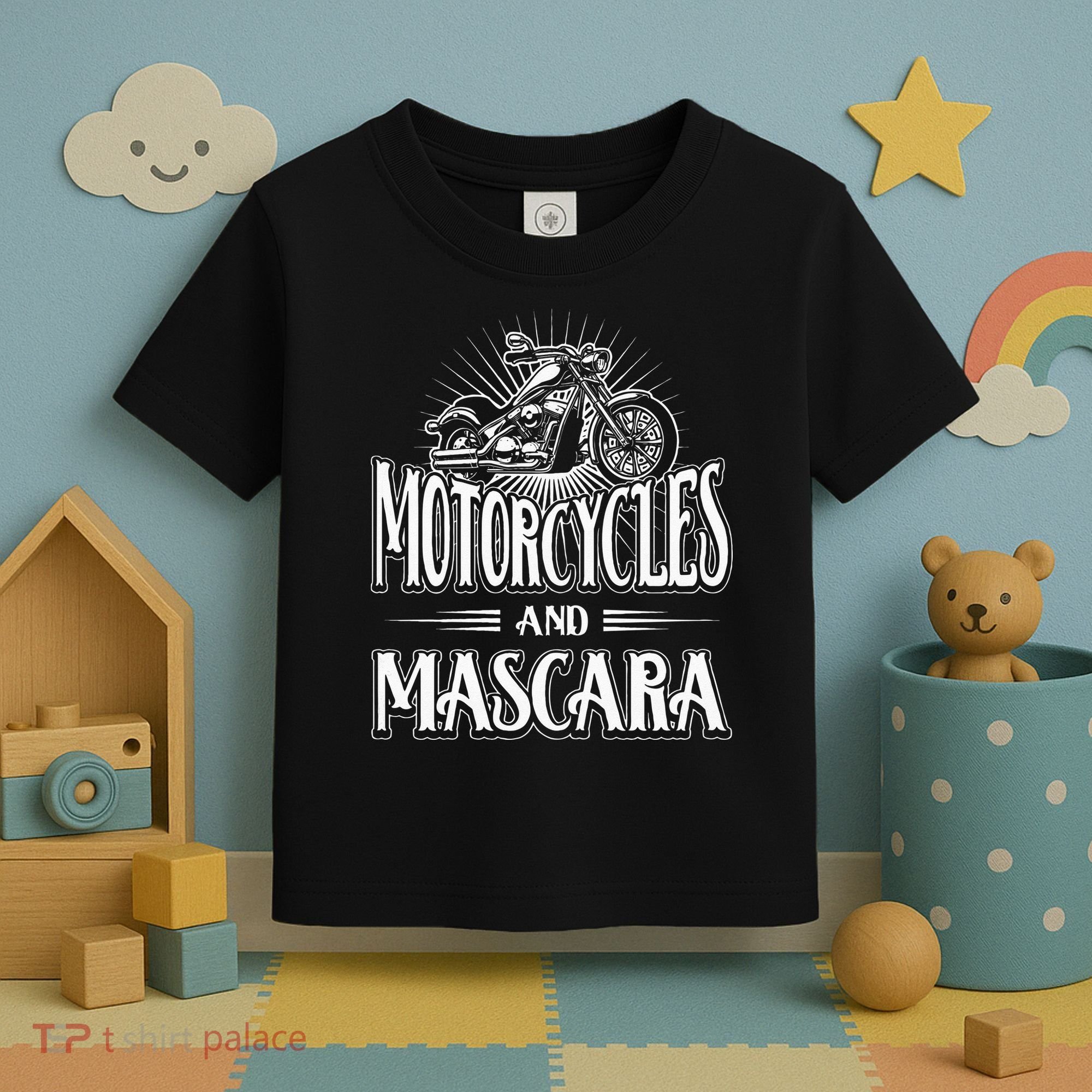 Womens Biker Lifestyle Quotes Motorcycles And Mascara Toddler T-Shirt