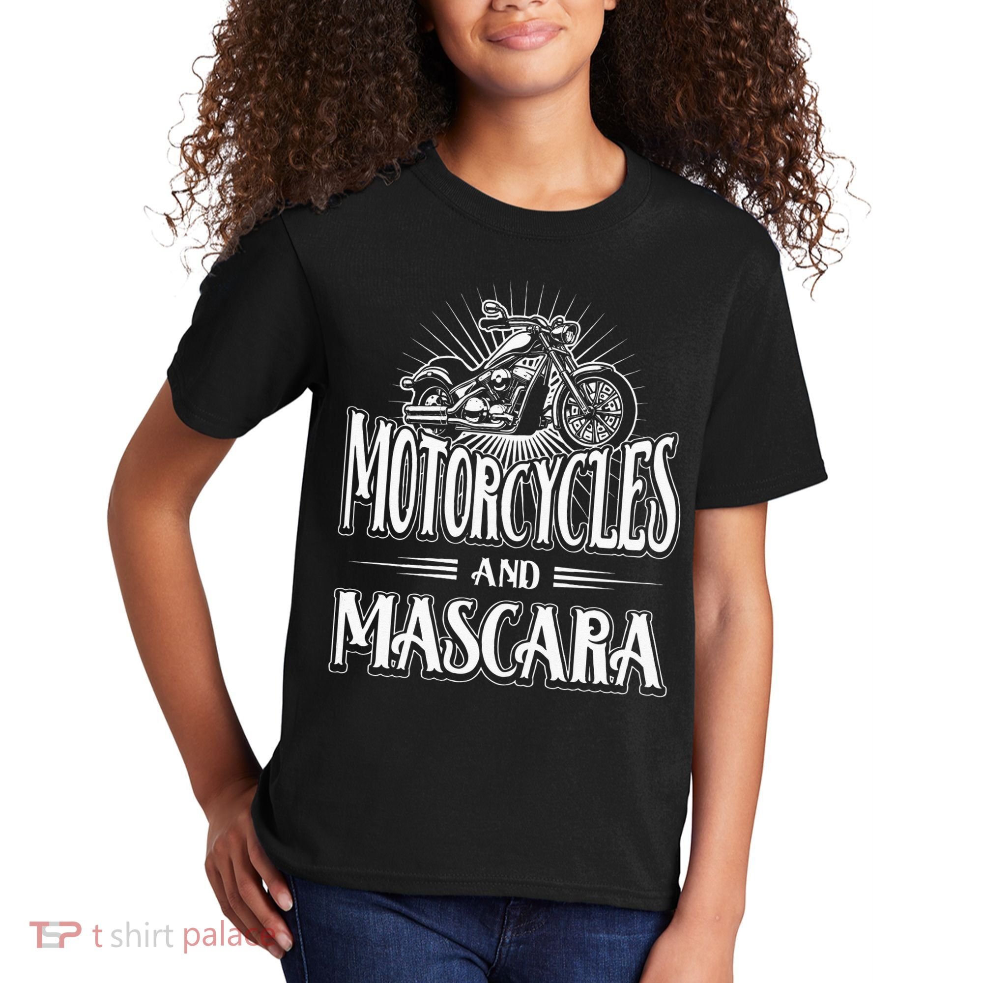 Womens Biker Lifestyle Quotes Motorcycles And Mascara Kids T-Shirt