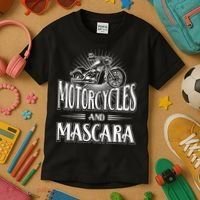 Womens Biker Lifestyle Quotes Motorcycles And Mascara Kids T-Shirt thumb 3