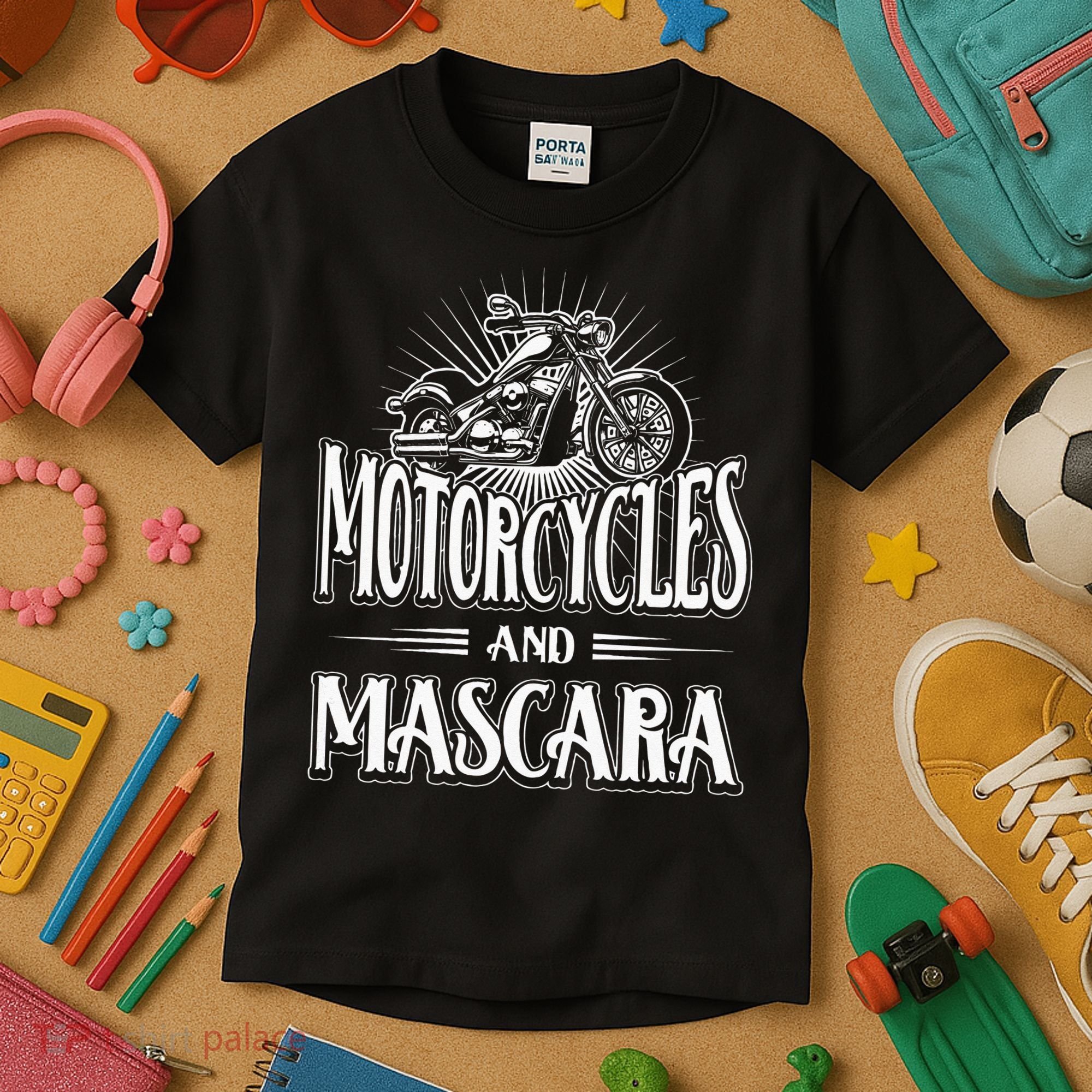 Womens Biker Lifestyle Quotes Motorcycles And Mascara Kids T-Shirt